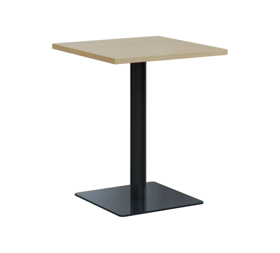 SQT 450 - 1 stůl hranlatý, deska 600x600 mm, síla 25 mm, trubková noha černá, bříza světlá